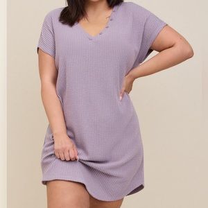 NWT Torrid Super Soft Plush Waffle Henley Lounge gown. Lavender-grey. 3X.